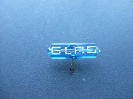 Glas oldtimer auto blauw logo